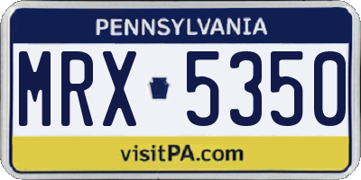 PA license plate MRX5350