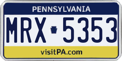 PA license plate MRX5353
