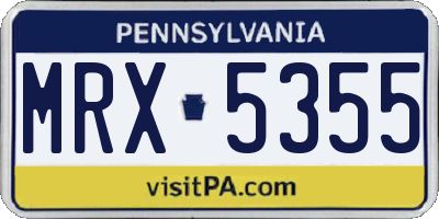 PA license plate MRX5355