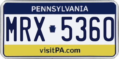 PA license plate MRX5360