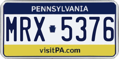 PA license plate MRX5376