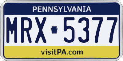 PA license plate MRX5377