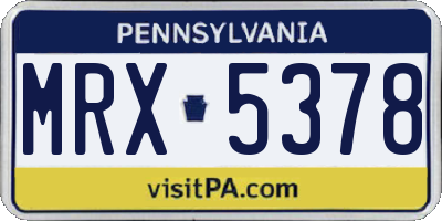 PA license plate MRX5378