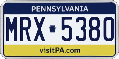 PA license plate MRX5380