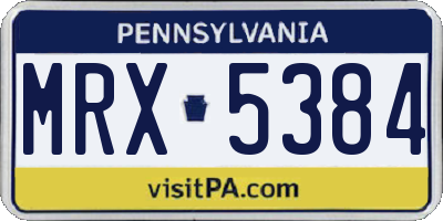 PA license plate MRX5384