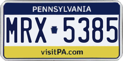 PA license plate MRX5385