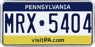 PA license plate MRX5404