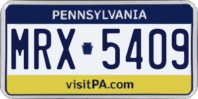PA license plate MRX5409