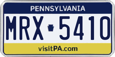 PA license plate MRX5410