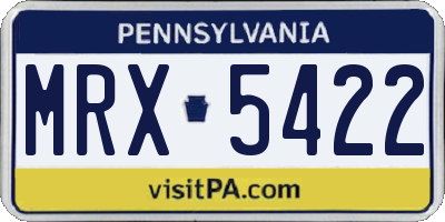 PA license plate MRX5422