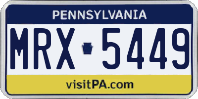 PA license plate MRX5449
