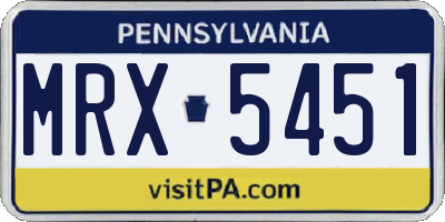 PA license plate MRX5451