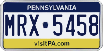 PA license plate MRX5458