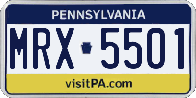 PA license plate MRX5501