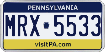 PA license plate MRX5533