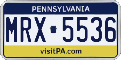 PA license plate MRX5536