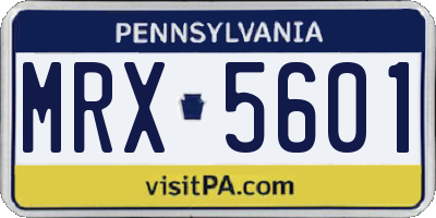 PA license plate MRX5601