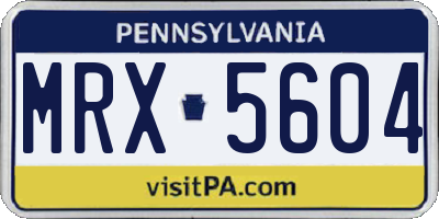 PA license plate MRX5604
