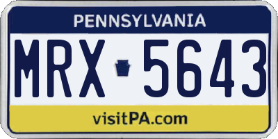PA license plate MRX5643