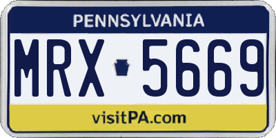 PA license plate MRX5669