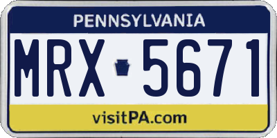 PA license plate MRX5671