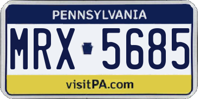 PA license plate MRX5685
