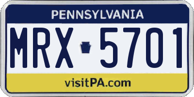 PA license plate MRX5701