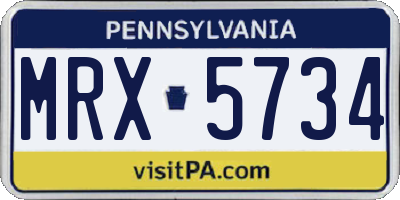 PA license plate MRX5734