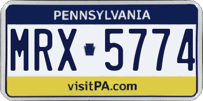 PA license plate MRX5774