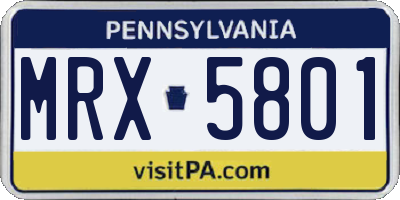PA license plate MRX5801