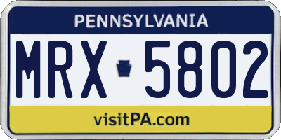 PA license plate MRX5802