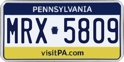 PA license plate MRX5809