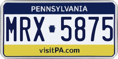 PA license plate MRX5875