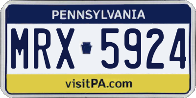 PA license plate MRX5924