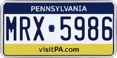 PA license plate MRX5986