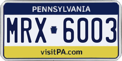 PA license plate MRX6003