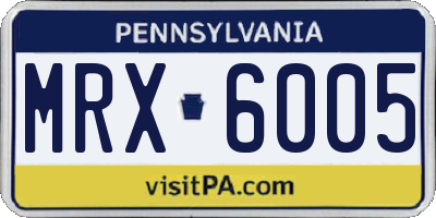 PA license plate MRX6005