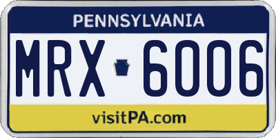 PA license plate MRX6006