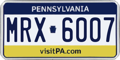 PA license plate MRX6007
