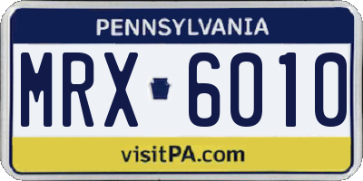 PA license plate MRX6010