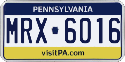 PA license plate MRX6016