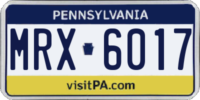 PA license plate MRX6017