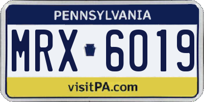 PA license plate MRX6019