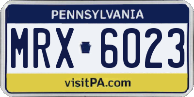 PA license plate MRX6023
