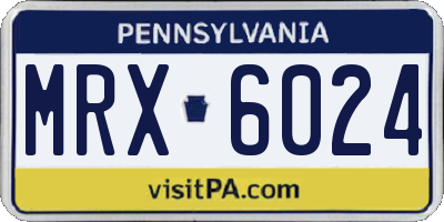 PA license plate MRX6024