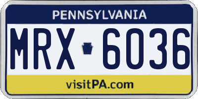 PA license plate MRX6036