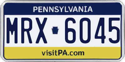 PA license plate MRX6045