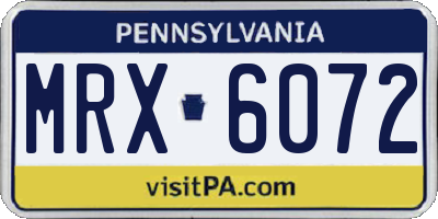 PA license plate MRX6072