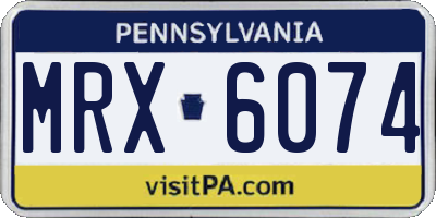 PA license plate MRX6074