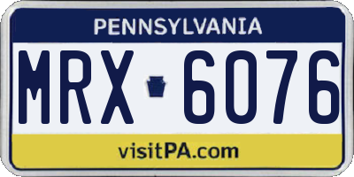 PA license plate MRX6076